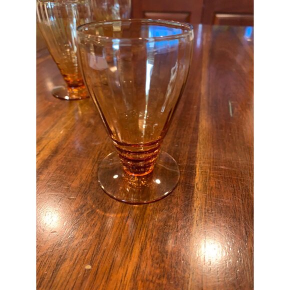 Vintage Amber Footed Liquor Glasses. - Picture 12 of 14